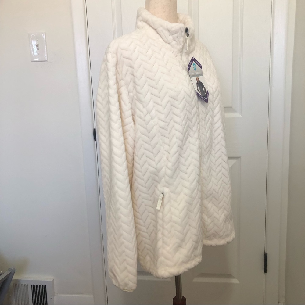 Free Country L.T.D. Womens Full Zip L/S Chevron Butter Pile Faux Fur Jacket - Picture 4 of 8